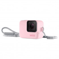 Husa din silicon roz cu snur pentru GoPro Hero7