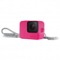 Husa din silicon roz electric cu snur pentru GoPro Hero7