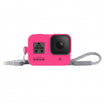 Husa din silicon roz electric cu snur pentru GoPro Hero8 Black