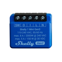 Releu smart WiFi Shelly 1 Mini Gen3, 1 canal, 8 A, 2.4 GHz, dry contact