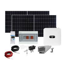 Sistem fotovoltaic complet 5 kW, invertor monofazat Hibrid WiFi si 12 panouri Canadian Solar, 120 celule, 455 W, pe structura de metal