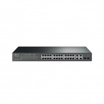 Switch cu 24 de porturi TP-Link T1500-28PCT(TL-SL2428P), 4 porturi PoE+, 8000 MAC, 12.8 Gbps, cu management