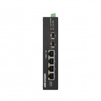 Switch cu 3 porturi PoE Gigabit Hikvision DS-3T0506HP-E/HS, 1 port Gigabit Hi-PoE, 2 porturi SFP, 12 Gbps, 8.928 Mpps, 4.000 MAC, fara management