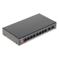Switch cu 8 porturi PoE Dahua PFS3010-8GT-96-V2, 4000 MAC, 20 Gbps, fara management, PoE