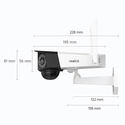 Camera supraveghere IP exterior Reolink Duo Wi-Fi, 2K, 4 mm, unghi