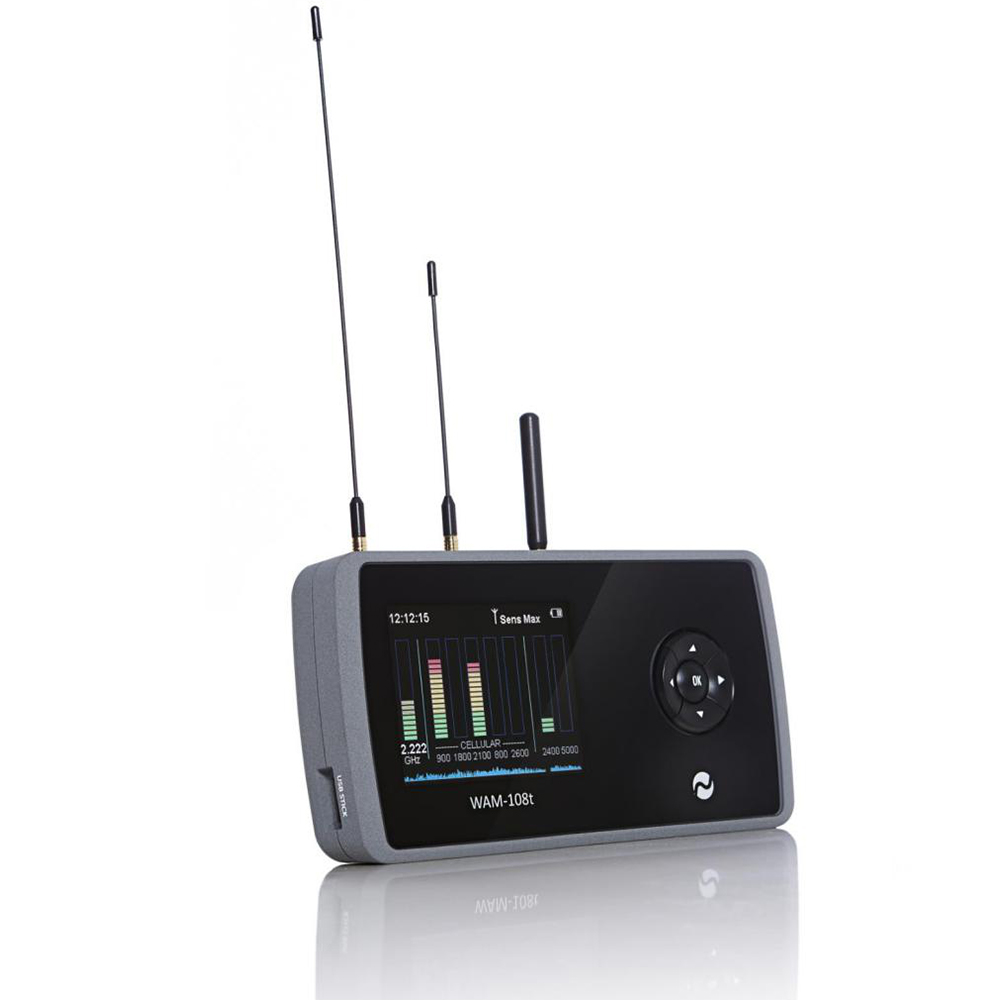 Detector profesional echipamente de spionaj JJN Digital WAM-108T, Distanta de transmisie 50m, 10 ore autonomie