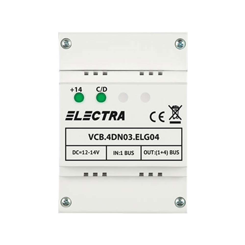 Doza derivatie video Electra Home/Urban VCB.4DN03.ELG04, 4 iesiri, conectori cu surub, montaj pe sina DIN Accesorii