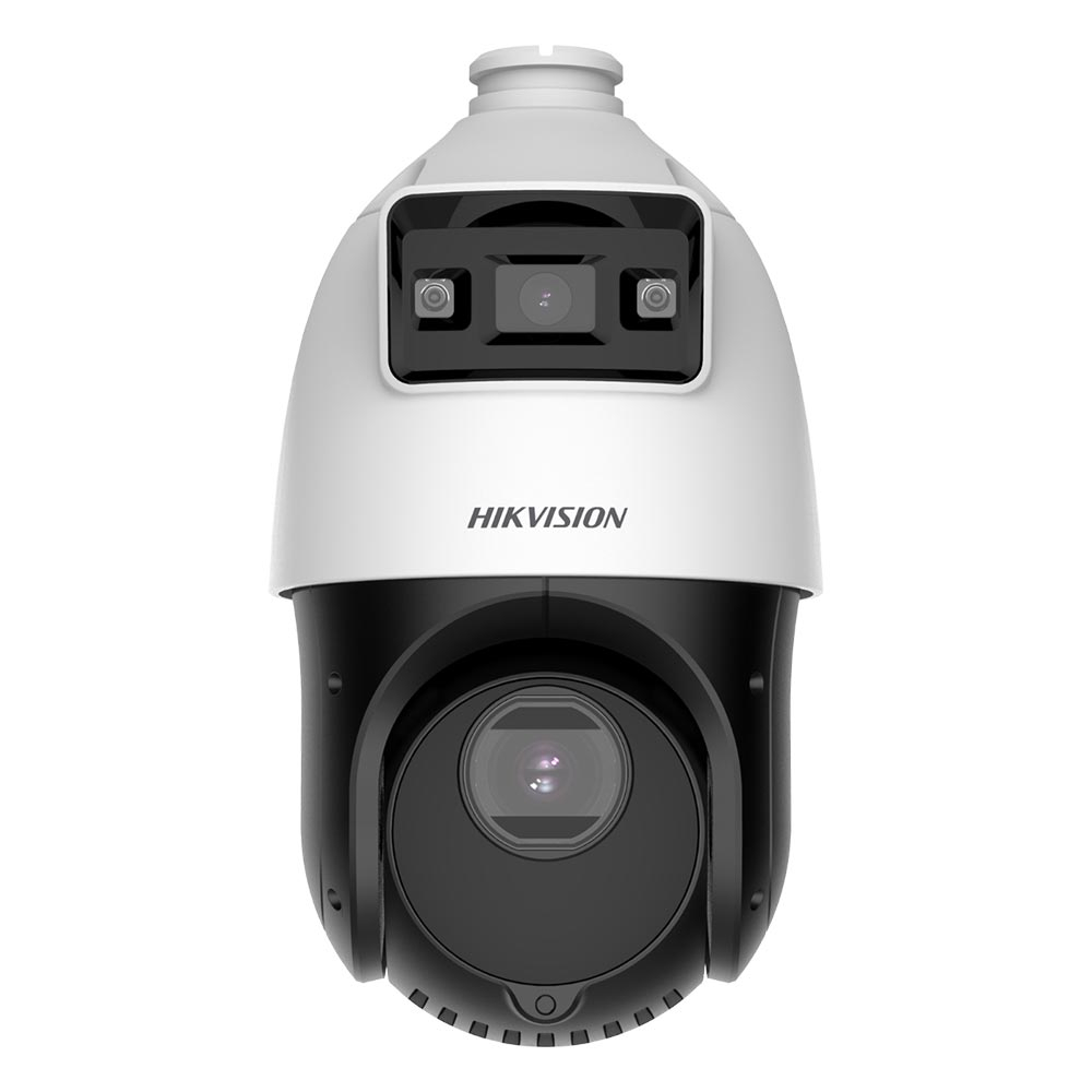 Camera supraveghere IP Speed Dome PTZ Duala Hikvision TandemVu DS-2SE4C425MWG-E14F0, 4 MP, 4.8-120 mm / 2.8 mm, motorizat, IR 100 m, lumina alba 30 m, x25,slot card, PoE+ 100
