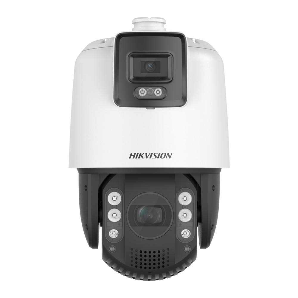 Camera supraveghere IP Speed Dome PTZ Duala Hikvision TandemVu DS-2SE7C432MW-AEB(14F1)(O-STD)(P3), 4 MP, 5.9 – 188.8 mm / 4 mm, motorizat, lumina alba 30 m, IR 200 m, stroboscop, slot card, x32, Hi-PoE 188.8