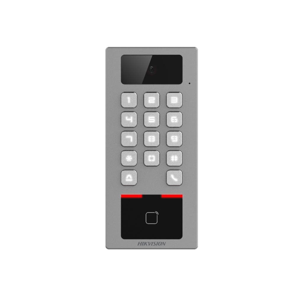 Cititor de proximitate RFID cu tastatura Hikvision DS-K1T502DBWX-C, 2 MP, PIN/card, interior/exterior, slot card, microfon Acces imagine noua