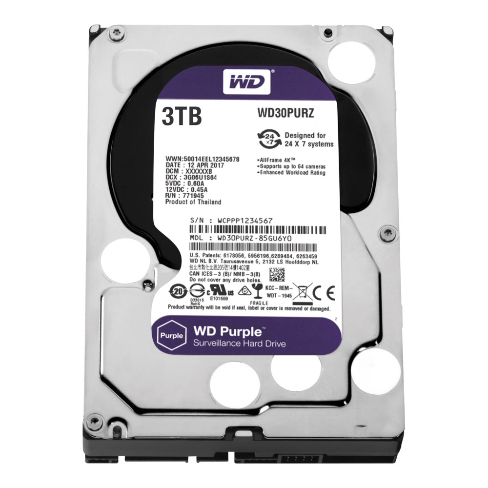 Hard Disk Western Digital Intellipower WD Purple WD30PURZ, 3TB, 64MB, 5400RPM 3TB imagine noua