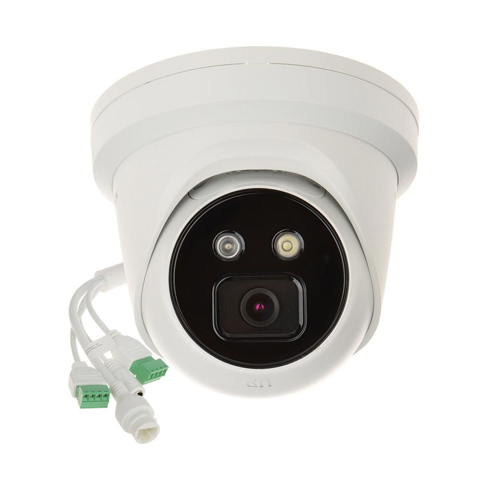 Camera supraveghere IP Dome Hikvision AcuSense DS-2CD2366G2ISUSLC, 6 MP, 2.8 mm, stroboscop, alarma auditiva, microfon, IR 30 m, PoE, slot card la reducere HikVision
