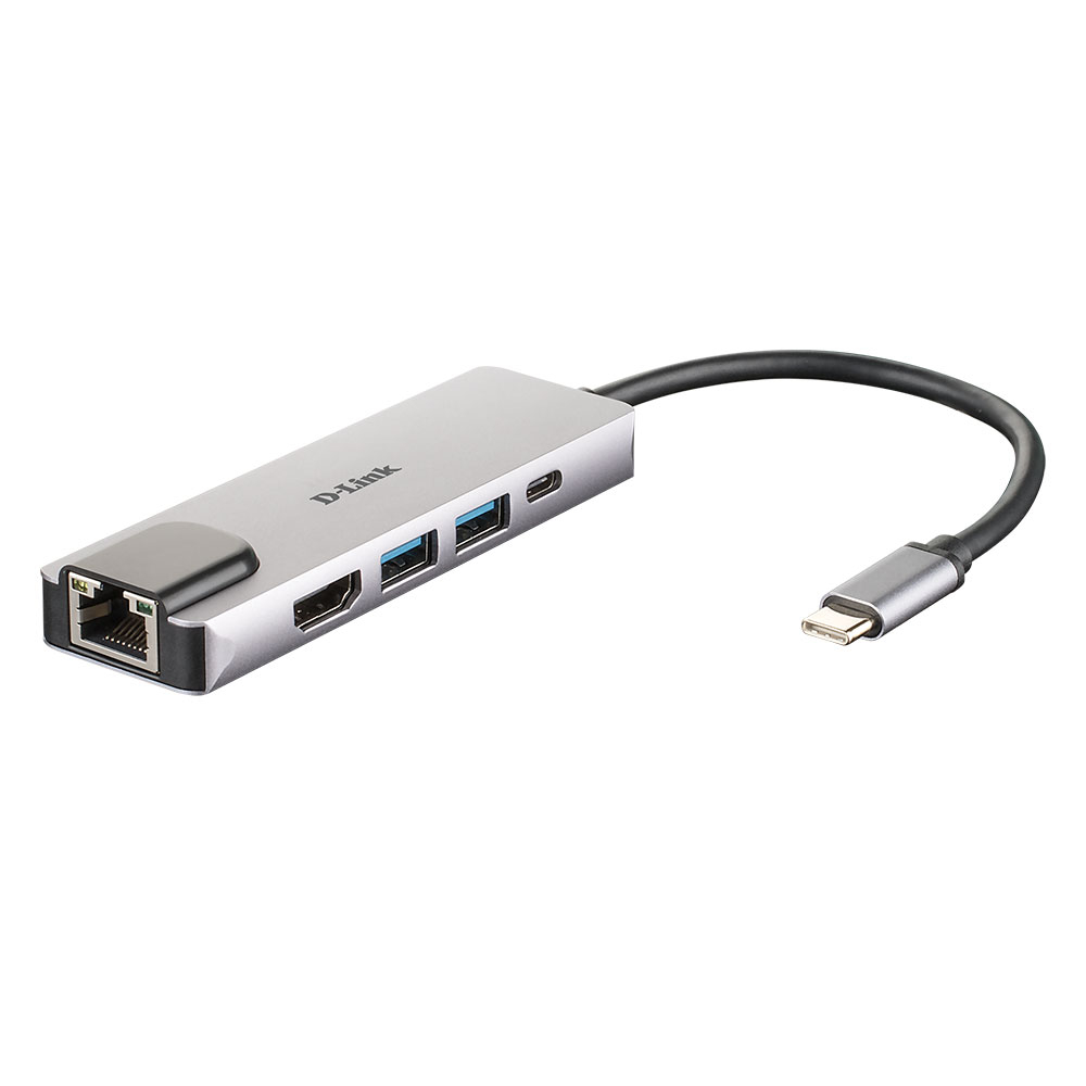 Hub D-Link DUB-M520, 5 in 1 USB-C, HDMI, USB 3.0, RJ45, plug and play de la D-Link