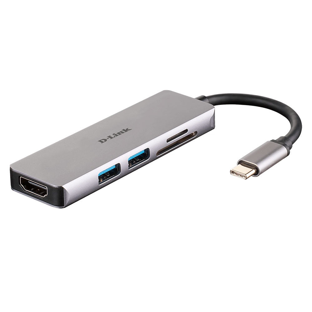 Hub D-Link DUB-M530, 5 in 1 USB-C, HDMI, USB 3.0, slot card, plug and play 3.0 imagine Black Friday 2021