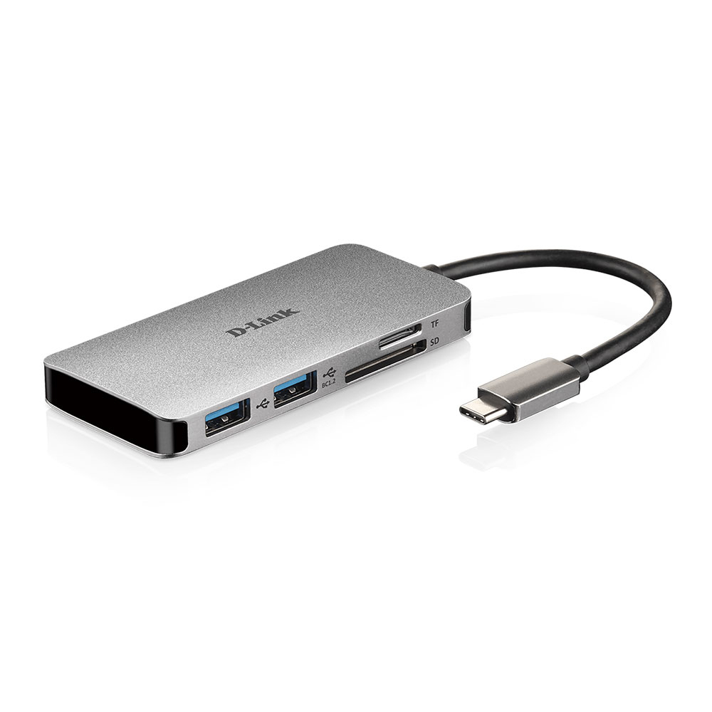Hub D-Link DUB-M610, 6 in 1 USB-C, HDMI, USB 3.0, slot card, plug and play 3.0 imagine noua idaho.ro
