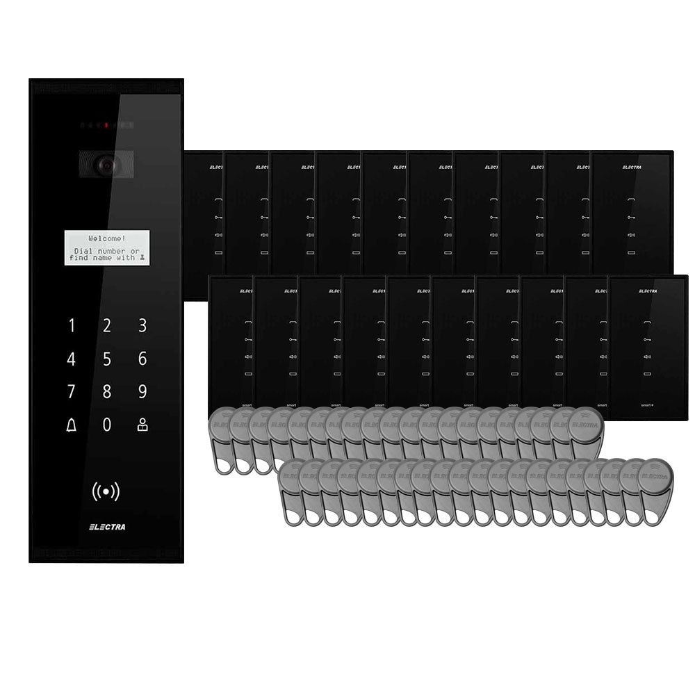 Set interfon pentru bloc Electra smart INT-ELEC-22, 20 familii, RFID, 40 tag-uri Electra imagine 2022