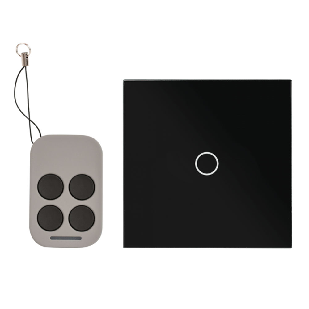 Intrerupator simplu cu actionare la atingere si telecomanda RF AJ-TSB-01-BK, 110-240 V, negru, 50/60 hz (Negru) (Negru)