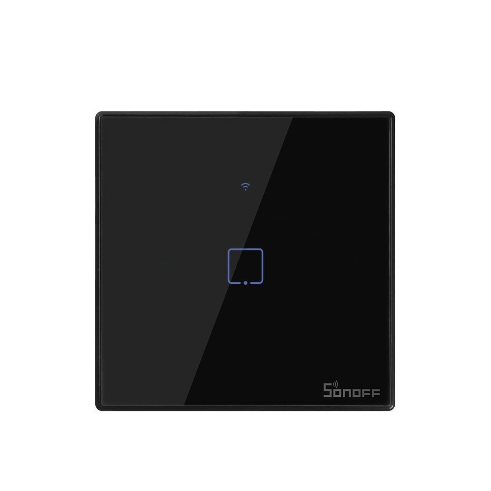 Intrerupator touch smart simplu WiFi Sonoff TX T3EU1C, 2.4 GHz, 433 MHz, negru SONOFF