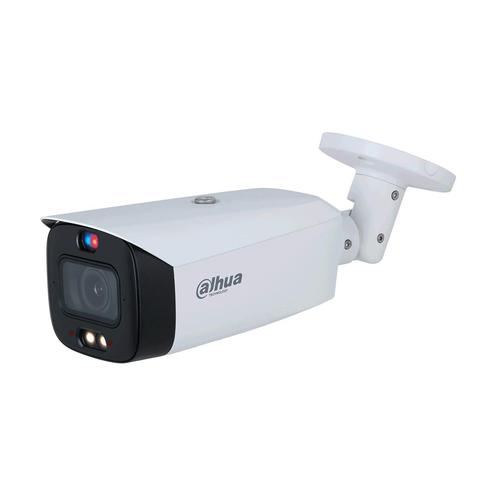 Camera supraveghere exterior IP cu iluminare duala Dahua WizSense TiOC Active Deterrence IPC-HFW3849T1-ZAS-PV-27135, 8 MP, lumina alba 40 m, IR 50 m, 2.7-13.5 mm, motorizat, slot card, PoE, microfon 2.7-13.5