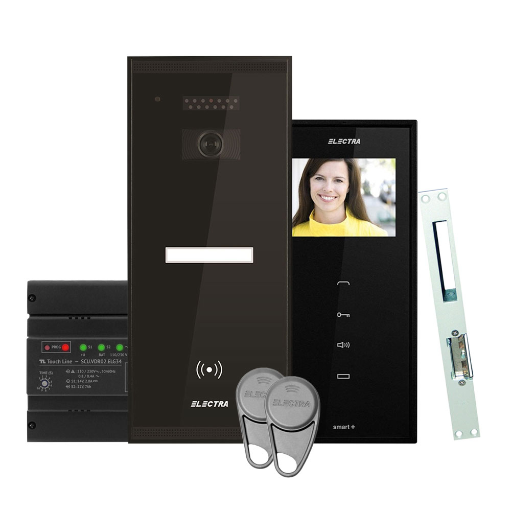 Kit videointerfon Electra Smart VID-ELEC-05, RFID, 1 familie, 3.5 inch, aparent Electra imagine noua tecomm.ro