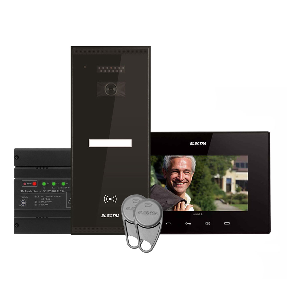 Kit videointerfon Electra Smart VID-ELEC-34, RFID, 1 familie, aparent, 7 inch Electra imagine noua