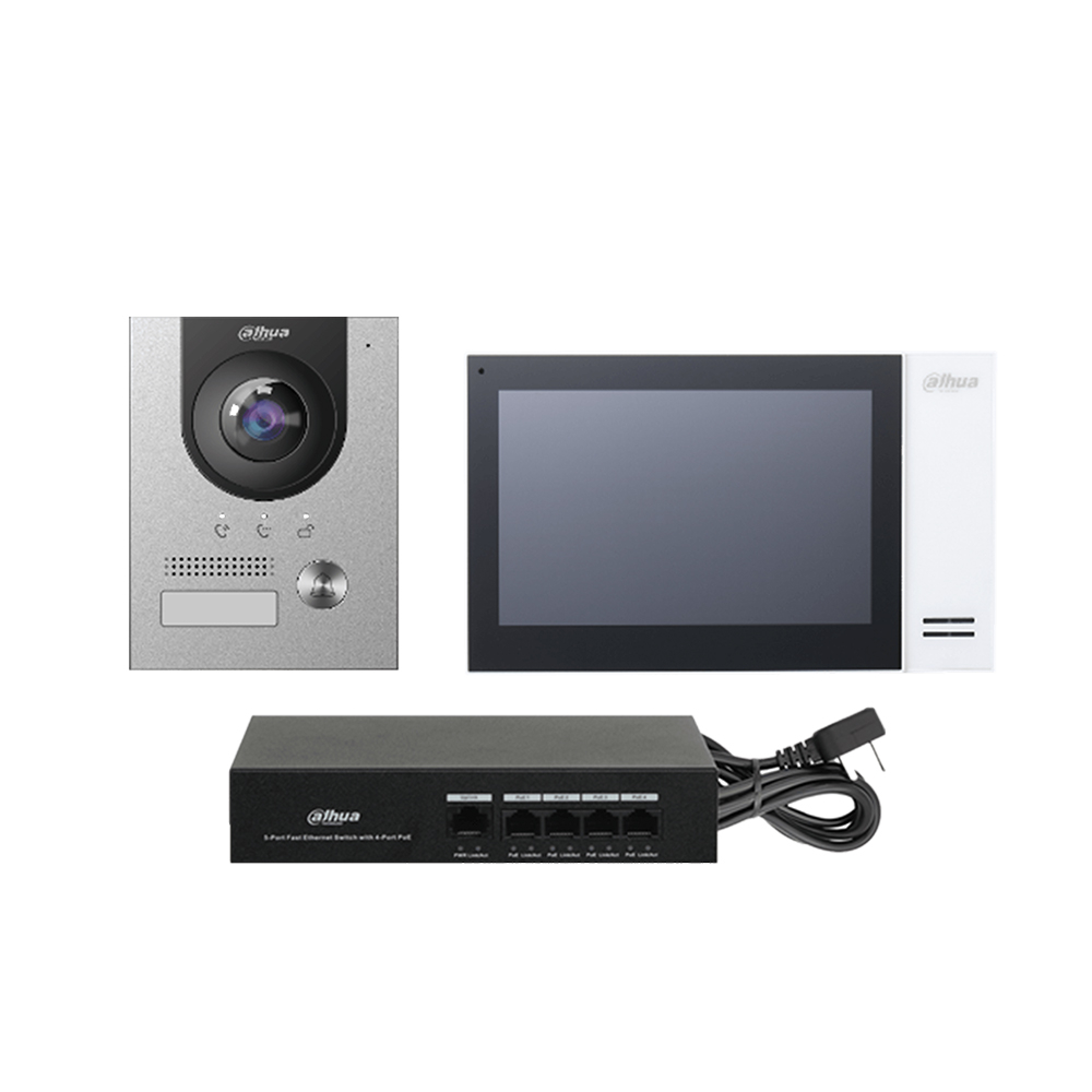 Kit videointerfon IP Dahua KTP01-S2(F), 2MP, 1 familie, ingropat, 7 inch, PoE 2MP imagine noua