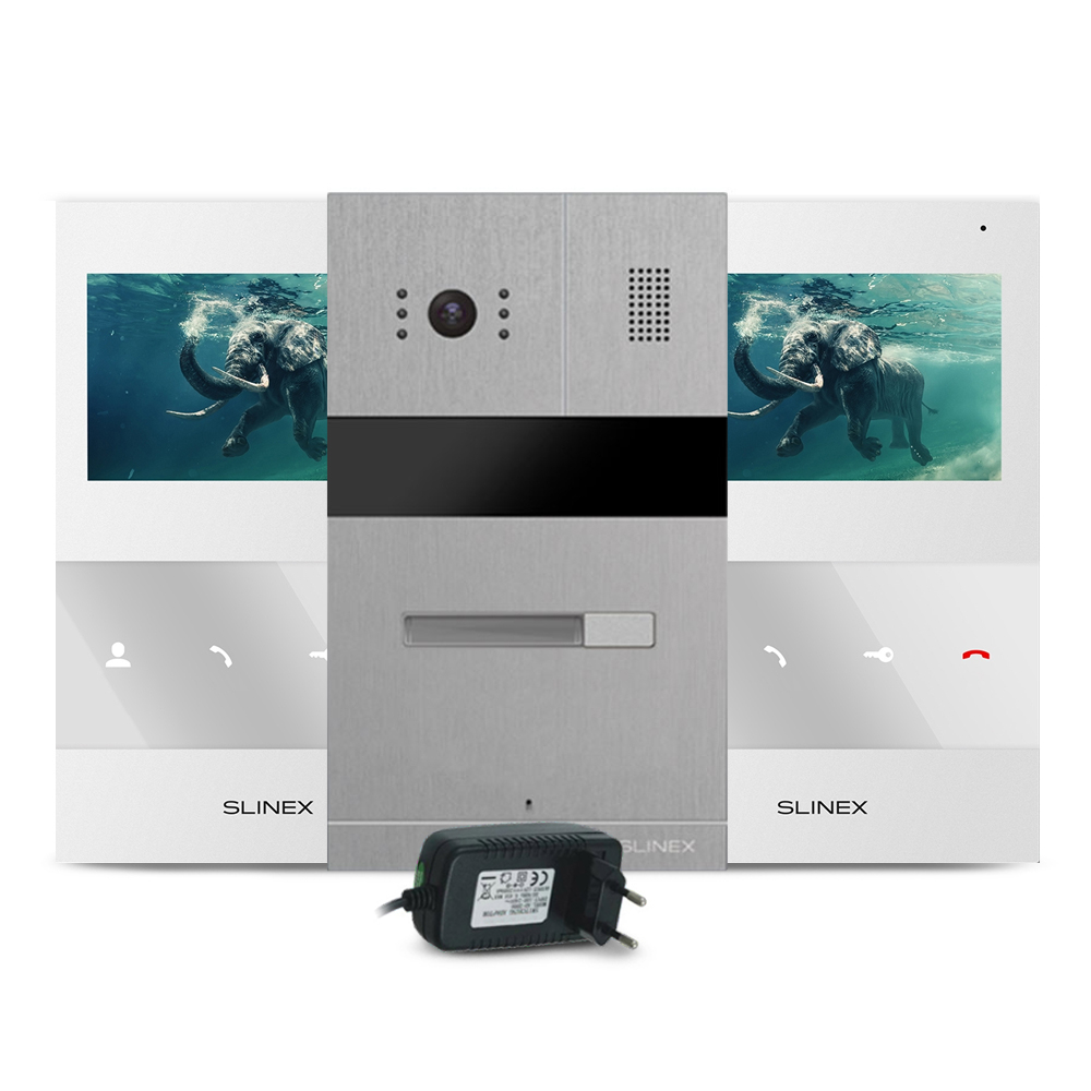 Kit videointerfon RFID Slinex MA-01-IR-CUT-2XSQ-04M-W-PA12/2A, 1 familie, ingropat/aparent, 4.3 inch, IR 1.5 m, Full HD 1.5 imagine noua