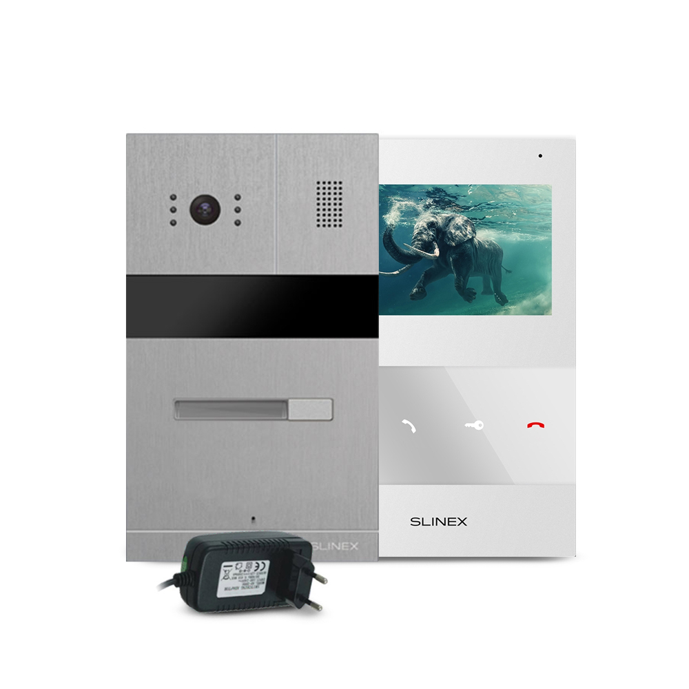 Kit videointerfon RFID Slinex MA-01 IR-CUT-SQ-04M-W-PA12/2A, 1 familie, ingropat/aparent, 4.3 inch, IR 1.5 m, Full HD Slinex imagine noua tecomm.ro
