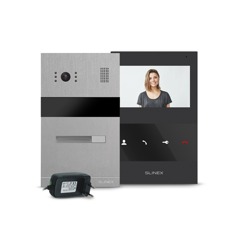 Kit videointerfon RFID Slinex MA-01 IR-CUT-SQ-04M-B-PA12/2A, 1 familie, ingropat/aparent, 4.3 inch, IR 1.5 m, Full HD Slinex