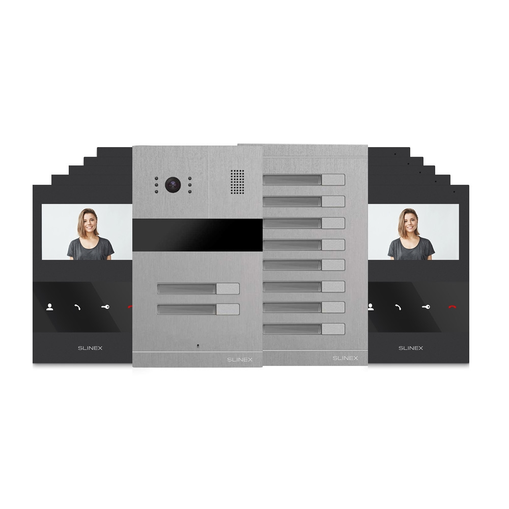 Kit videointerfon Slinex MA-02+MA-08+10xSQ-04M-B, 10 familii, ingropat, 4.3 inch Slinex imagine noua