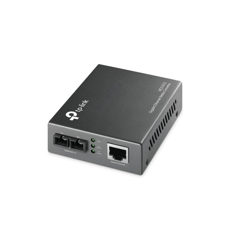Media convertor TP-Link MC210CS, 10/100/1000 Gbps, 1 port SC/UPC, single-mod, 15 Km, montabil in rack 10/100/1000 imagine noua tecomm.ro