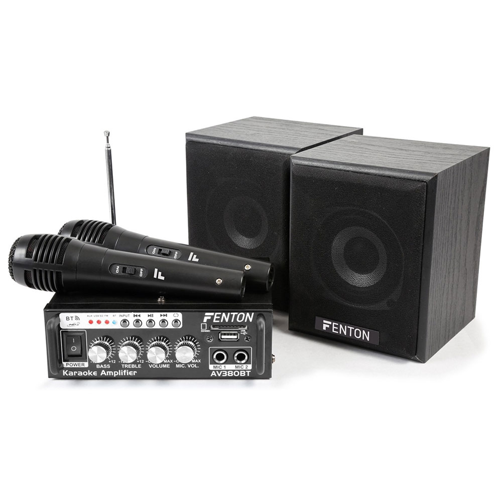 Mini sistem de sonorizare cu amplificator pentru karaoke Fenton AV380BT 103.145, USB/SD, Bluetooth, 2x40W, 8 ohm 103.145