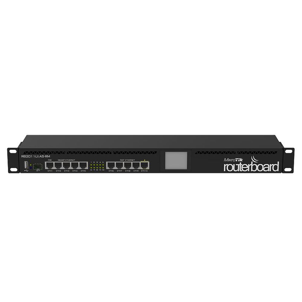 Router MikroTik RB2011UIAS-RM, 5×10/100 Mbps, 5×10/100/1000 Mbps, port SFP, PoE pasiv spy-shop