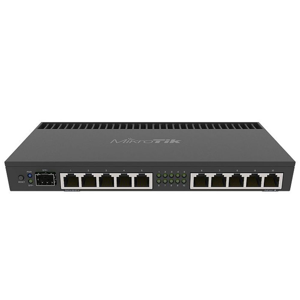 Router MikroTik RB4011IGS+RM, 10 porturi, 10/100/1000 Mbps, port SFP+, PoE pasiv 10/100/1000 imagine noua tecomm.ro