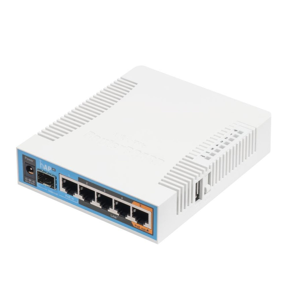 Router wireless dual band MikroTik hAP ac RB962UIGS-5HACT2HNT, 2.4/5 GHz, 300/1300 Mbps, 5×10/100/1000 Mbps, port SFP, PoE pasiv 2.4/5