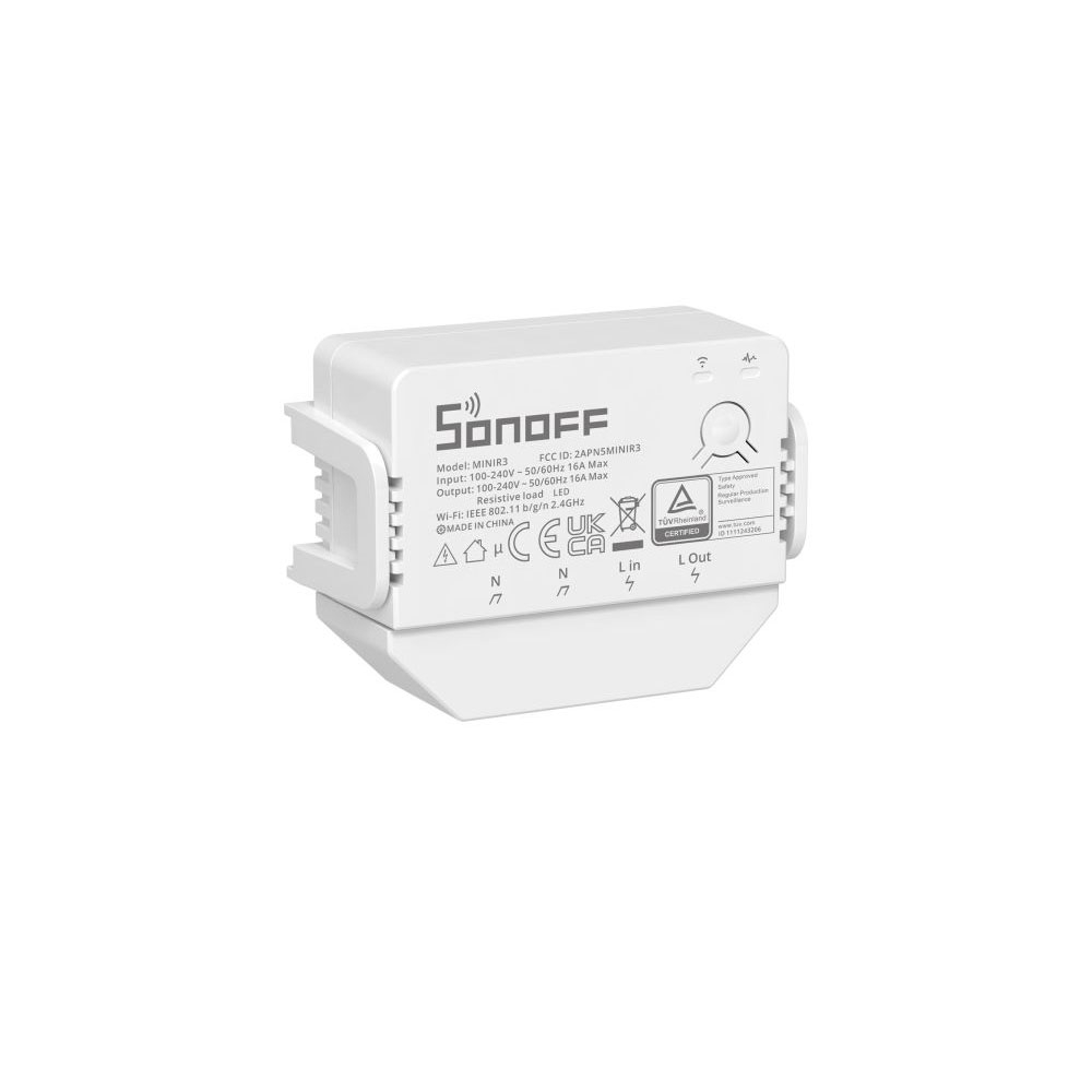 Modul de comanda smart WiFi Sonoff MINIR3, 1 canal, 16A/3500W, 2.4 GHz, inching/DIY