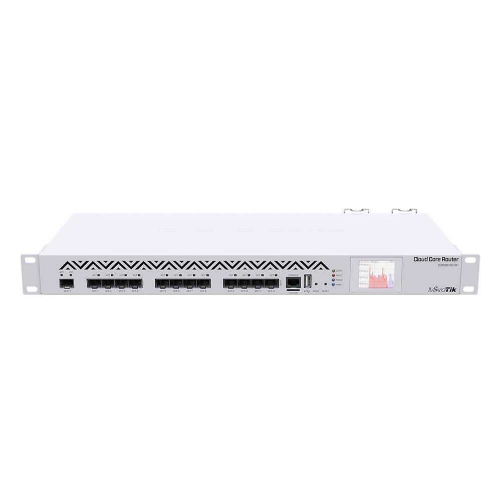 Router Gigabit cu fir MikroTik CCR1016-12S-1S+, 12 porturi Gigabit SFP, 1 port 10G SFP+, 1 port consola RJ45, 100-240V AC 100-240V