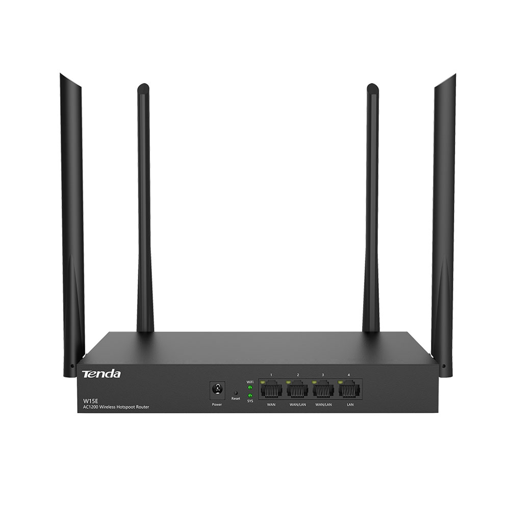 Router wireless Gigabit Dual Band Tenda W15E, 4 porturi, 2.4/5.0 GHz, 1200 Mbps 1200 imagine noua idaho.ro