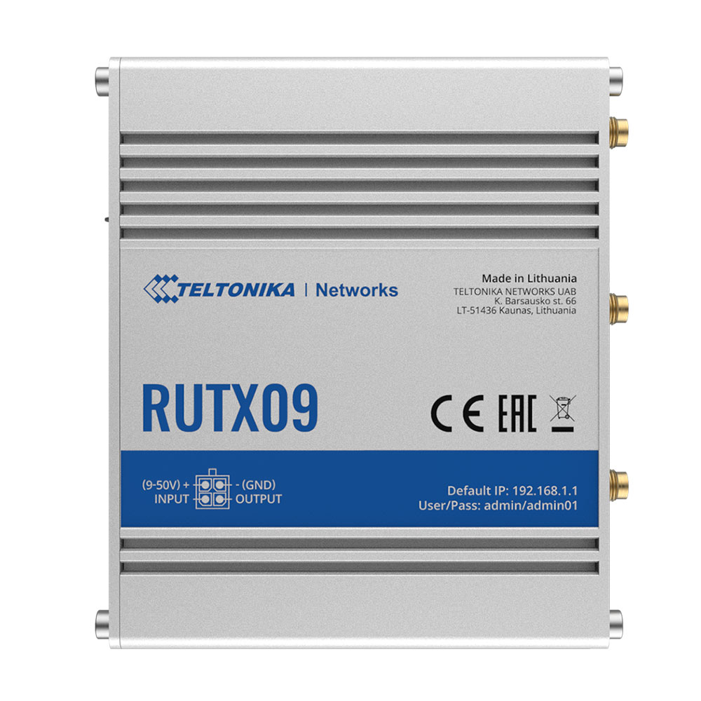 Router industrial IP Teltonika RUTX09, Dual SIM, GSM, 4G, GPS, Ethernet, 10/100/1000 Mbps 10/100/1000 imagine noua tecomm.ro
