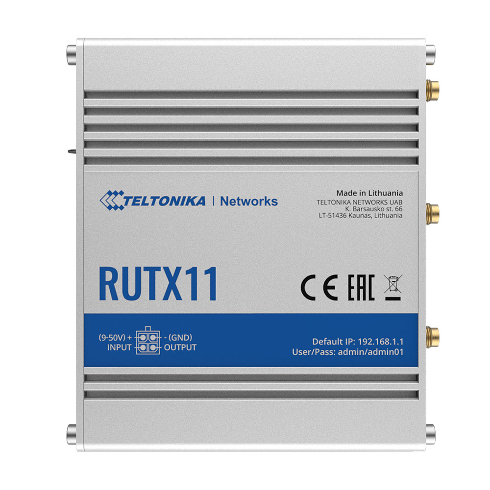 Router industrial IP Teltonika RUTX11, Dual SIM, WiFi, 4G, Bluetooth, GPS, 10/100/1000 Mbps, IoT 10/100/1000 10/100/1000