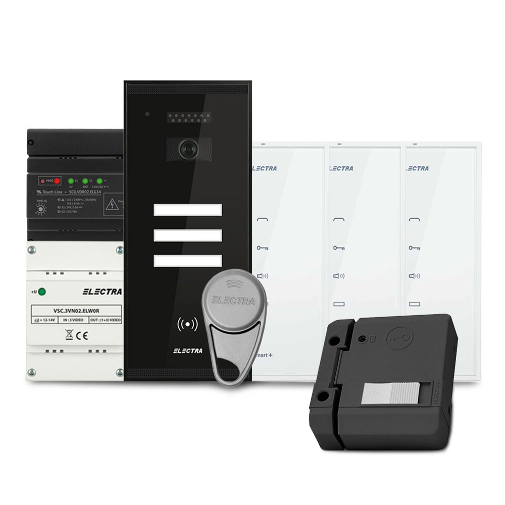 Set interfon Electra Smart INT-ELEC-17, 3 familii, RFID, 6 tag-uri Electra imagine 2022