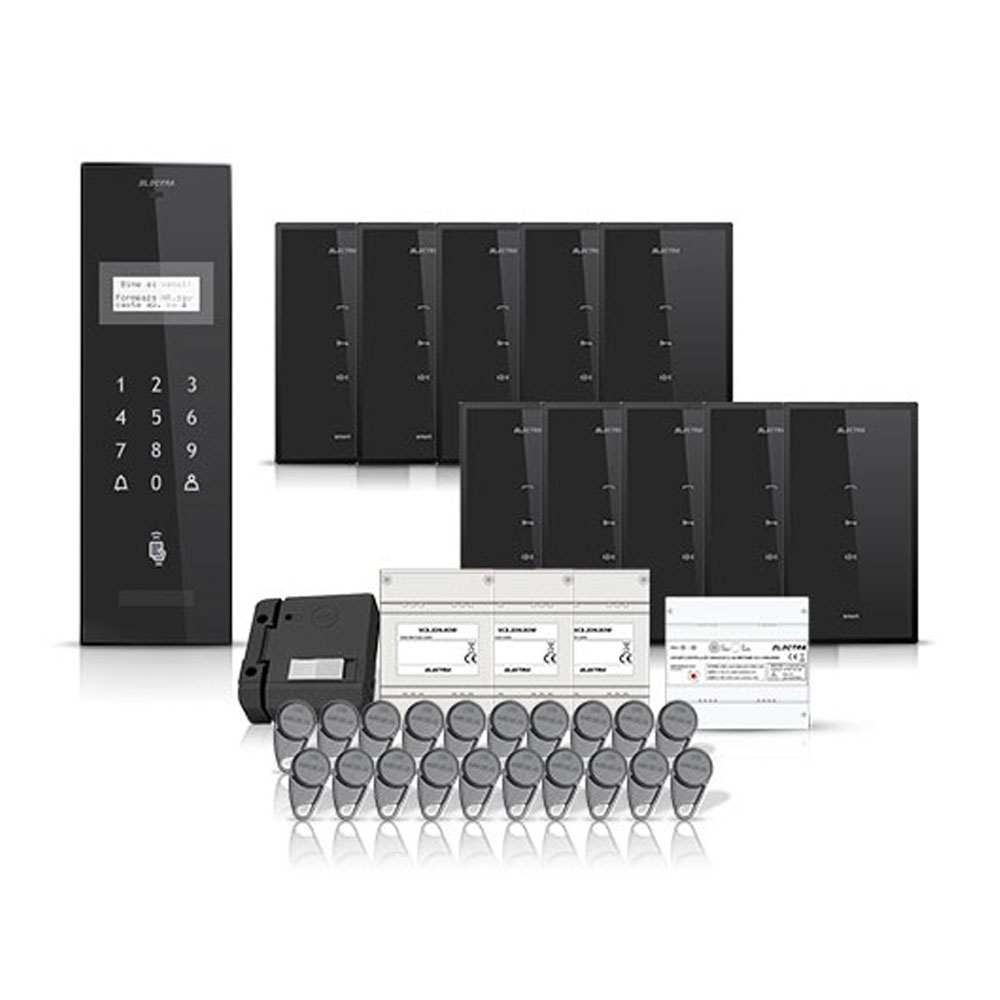 Set interfon pentru bloc smart electra INT-ELEC-20, 10 familii, RFID, 20 tag-uri