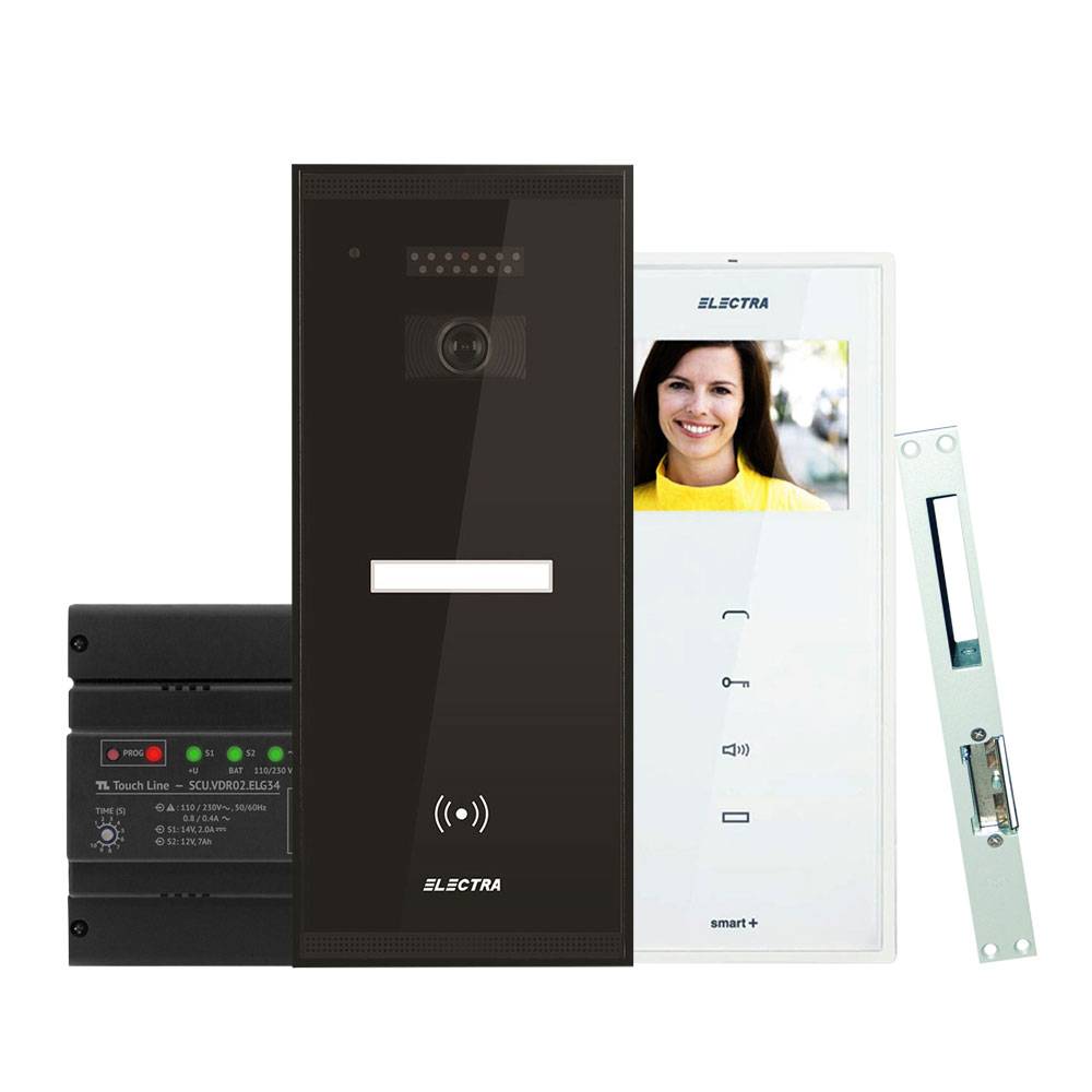 Set videointerfon Electra Smart VID-ELEC-15, RFID, 1 familie, aparent, 3.5 inch Electra imagine noua idaho.ro