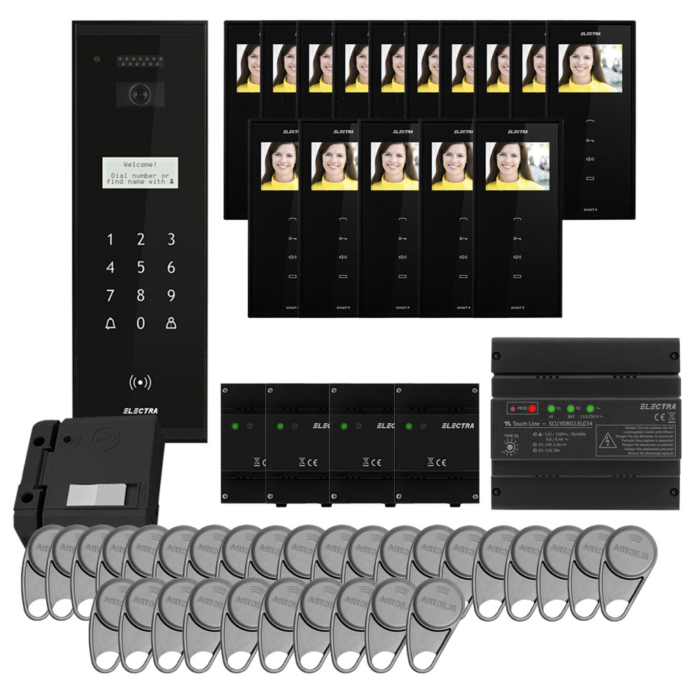 Set videointerfon pentru bloc Electra Smart VID-ELEC-27, RFID, 15 familii, aparent, 3.5 inch Electra imagine noua tecomm.ro