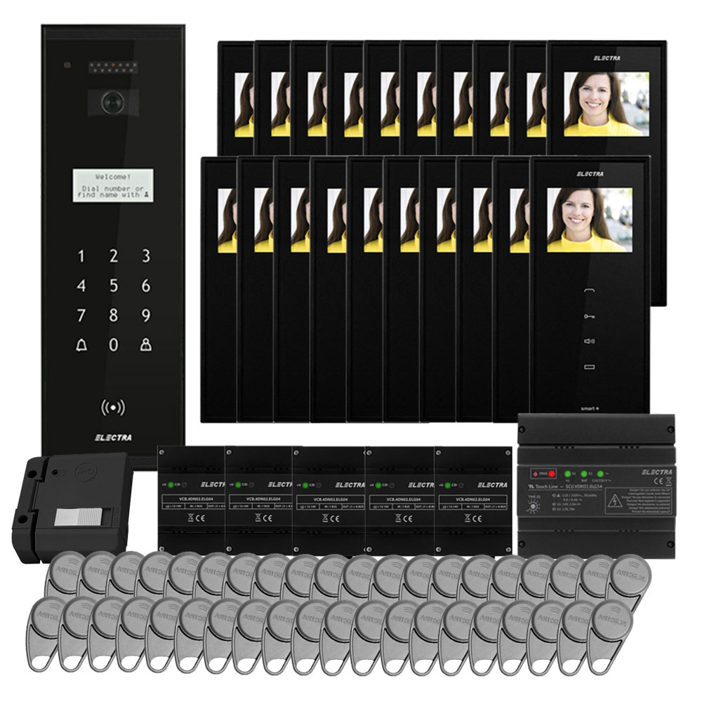 Set videointerfon pentru bloc Electra Smart VID-ELEC-28, RFID, 20 familii, aparent, 3.5 inch Electra imagine noua idaho.ro