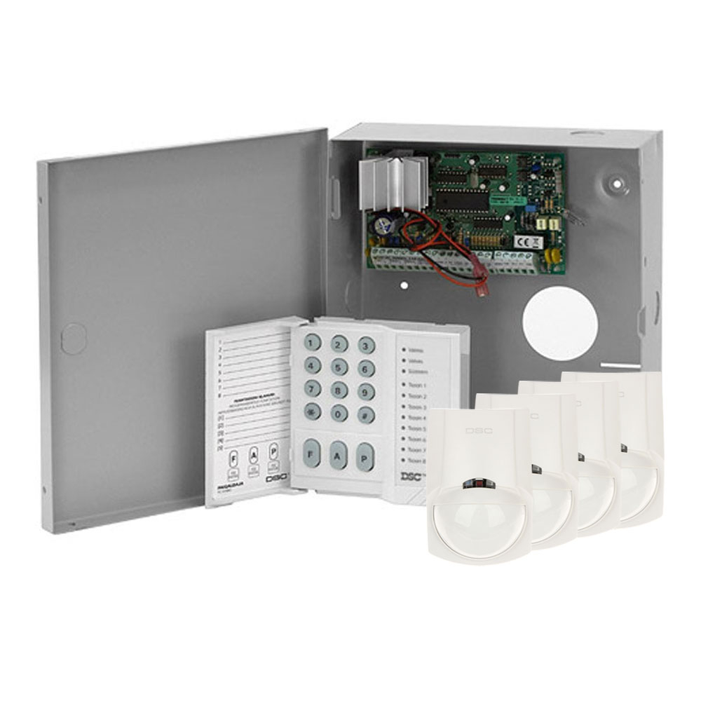 Sistem alarma antiefractie cu tastatura si detectori DSC Power PC585+4XLC-100PCI, cutie metalica, 1 partitie, 4-32 zone, 38 utilizatori DSC