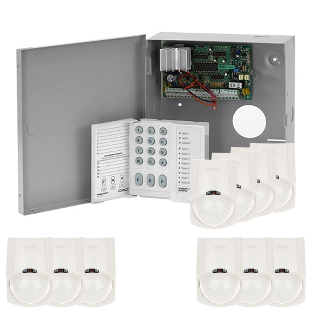 Sistem alarma antiefractie cu tastatura si detectori DSC Power PC585+10XLC-100PCI, cutie metalica, 1 partitie, 4-32 zone, 38 utilizatori 4-32