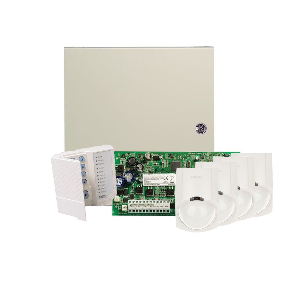 Sistem alarma antiefractie DSC PC1616+4XLC-100PCI, 2 partitii, 6 zone, 48 utilizatori, 4 detectori Alarma