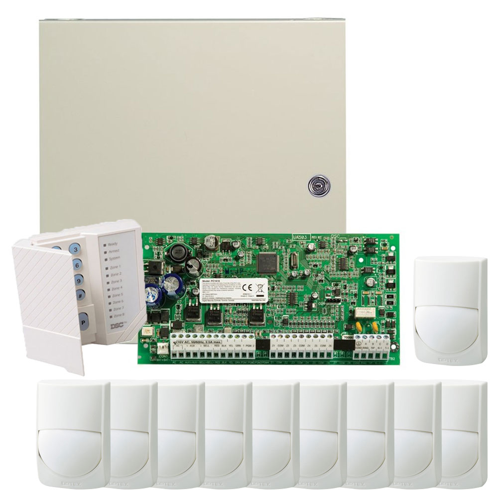 Sistem alarma antiefractie DSC PC1616-10XRXC-ST, 2 partitii, 6 zone, 48 utilizatori, 10 detectori DSC imagine noua tecomm.ro