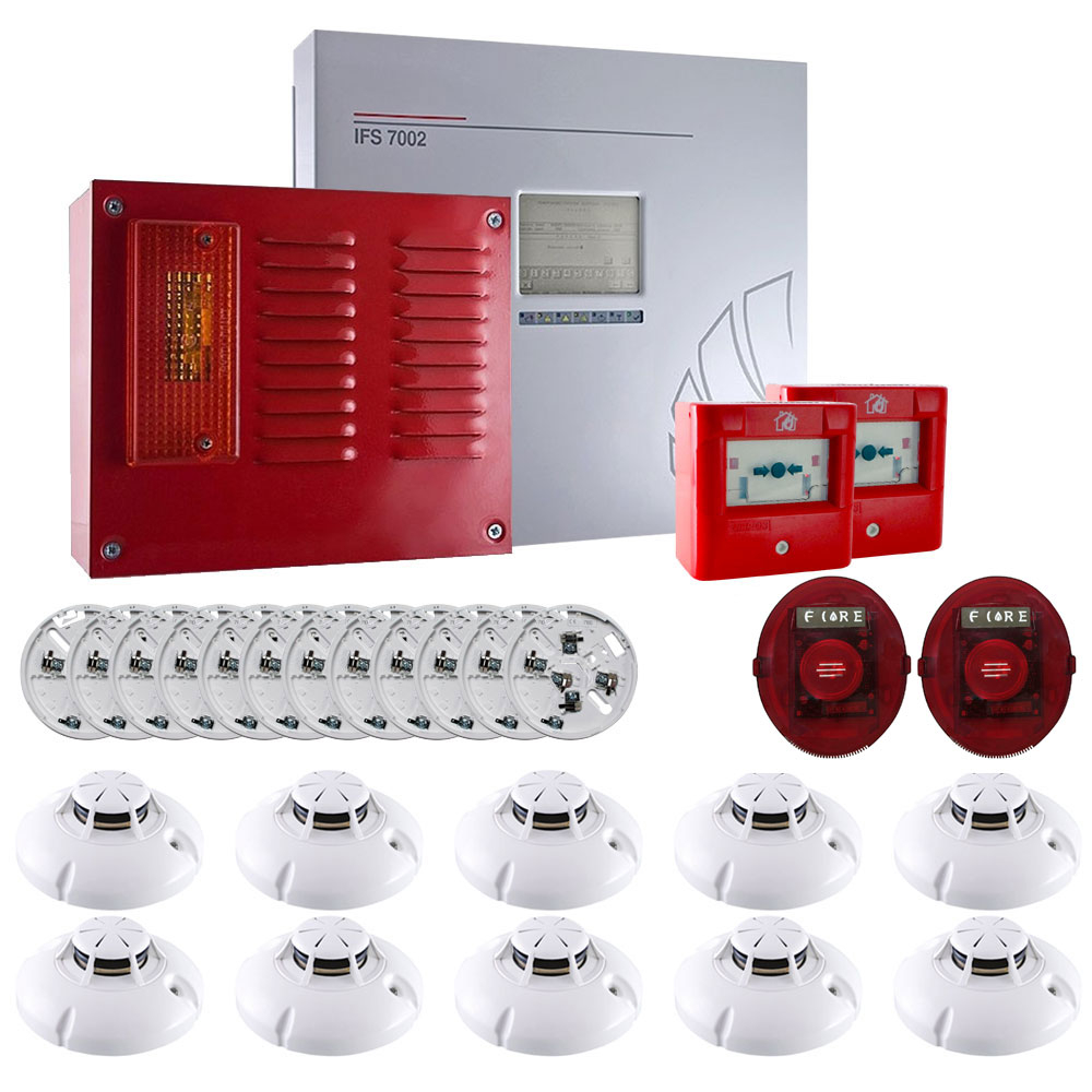 Sistem alarma antiincendiu adresabil UniPOS KIT-UP10A, 2 bucle, 250 zone, 60 detectori/zona, 10 detectori 250